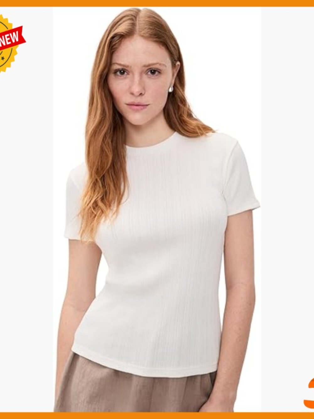 Ribbed Cotton-Blend T-Shirt Slim Fit Short Sleeve Crew Neck Top